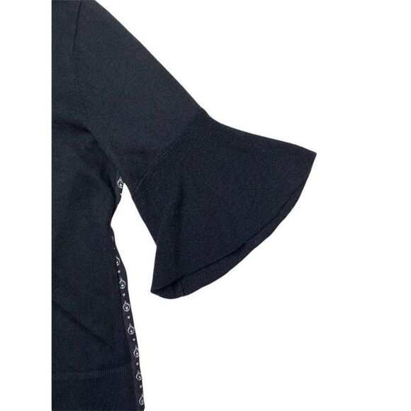 LOFT‎ Black Mixed Media Wool Blend Chiffon Shirt Small - Picture 6 of 8